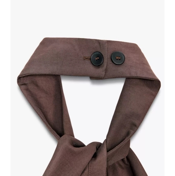 ZARA KNOTTED HALTER TOP VEST NWT BROWN SIZE MEDIUM - Picture 5 of 8